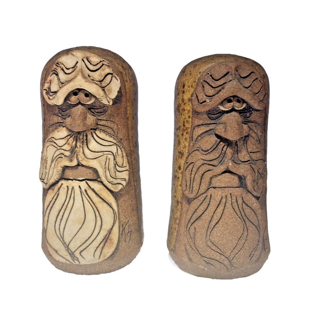 Vintage Circa 1970-1980 Gadzook Signed KS Handmade Pottery Salt&Pepper Shakers